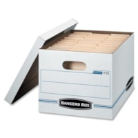 Bankers Box Light Duty Storage/File Box - External Dimensions: 15" (381 mm) Width x 12" (304.80 mm) Depth x 10" (254 mm) Height - Media Size Supported: Letter, Legal - Lift-off Closure - Light Duty - Stackable - White - For File - Recycled - 1 Each