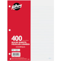 Recharge pour feuille d'écriture Hilroy - 400 Feuilles - Reliure 3 anneaux - 24 lb (10886,22 g) Poids de Base - format 10 7/8 po (276,10 mm) x 8 3/8 po (212,60 mm) - Paper Blanc - Perforation, Heavyweight, Résistant aux déchirures - 400 / emballage