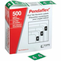 Pendaflex Numeric End Tab Filing Labels - #4 - "Number" - 1 1/4" (31.75 mm) Width x 15/16" (23.81 mm) Length - Rectangle - Light Green - Self-adhesive - 500 / Box