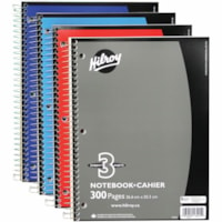 Hilroy Executive Coil Three Subject Notebook - 300 Pages - Coilock - 0.28" (7 mm) Ruled - 8" (203.20 mm) x 10 1/2" (266.70 mm) Sheet Size - Assorted Cover - Subject, Hole-punched - 1 Each