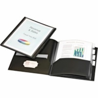 Cardinal Letter Pocket Folder - 8 1/2" (215.90 mm) x 11" (279.40 mm) - 200 Sheet Capacity - 10 Inside Front & Back Pocket(s) - 4 Divider(s) - Polypropylene - Black - 1 Each