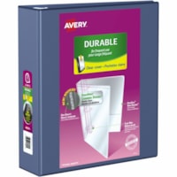 Avery® Durable View Binder 3" , Slant D Rings, Navy - 3" (76.20 mm) Binder Capacity - Letter - 8 1/2" (215.90 mm) x 11" (279.40 mm) Sheet Size - 600 Sheet Capacity - Fastener(s): 3 x Slant D-Ring - Pocket(s): 2, Internal - Polypropylene - Navy - Recycled - Pocket, Durable, Tear Resistant, Flexib