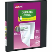 Avery® Durable View Binder 1/2" , Slant D Rings, Black - 1/2" (12.70 mm) Binder Capacity - Letter - 8 1/2" (215.90 mm) x 11" (279.40 mm) Sheet Size - Fastener(s): D-Ring - Black - Recycled - Durable, Gap-free Ring - 1 Each