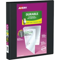 Avery® Durable View Binder 1" , Slant D Rings, Black - 1" (25.40 mm) Binder Capacity - 8 1/2" (215.90 mm) x 11" (279.40 mm) Sheet Size - Fastener(s): D-Ring - Black - Recycled - Durable, Gap-free Ring - 1 Each