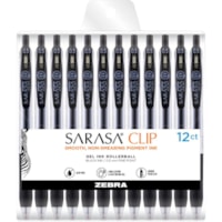 Zebra SARASA Clip Retractable Gel Pen - 0.5 mm (0.02") Pen Point - Black Ink - Pigment-based - 1 Each