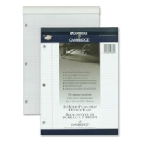 Hilroy Cambridge Office Notepad - 70 Sheets - Wire Bound - Ruled Front Ruling - Ruled Margin - 20 lb (9071.85 g) Basis Weight - Legal - 8 1/2" (215.90 mm) x 11 3/4" (298.45 mm) Sheet Size - White Paper - Numbered, Durable Cover, Easy Tear, Micro Perforated, Stiff-back - 1 Each