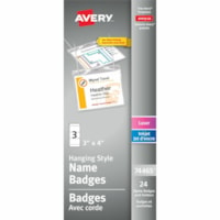 Avery® Hanging Name Badge kitfor Laser and Inkjet Printers, 4" x 3" - 24 / Pack