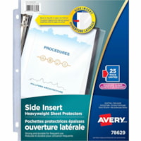 Avery® Side Insert Sheet Protectors, 25/pk - For Letter 8 1/2" (215.90 mm) x 11" (279.40 mm) Sheet - Ring Binder - Rectangular - Diamond Clear - Polypropylene - 25 / Pack