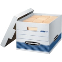 Bankers Box Quick/Storage Box - Internal Dimensions: 12" (304.80 mm) Width x 15" (381 mm) Depth x 10" (254 mm) Height - External Dimensions: 12.8" (323.85 mm) Width x 16.5" (419.10 mm) Depth x 10.5" (266.70 mm) Height - Media Size Supported: Letter, Legal - Lift-off Closure - Medium Duty - Stackable