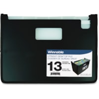 Winnable Letter Expanding File - 8 1/2" (215.90 mm) x 11" (279.40 mm) - 13 Pocket(s) - Poly - Black - 1 Each