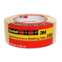 3M Scotch Performance Masking Tape - 60 yd (54.9 m) Length x 2" (50.8 mm) Width - 3" Core - Natural - Crepe Paper - For Holding, Bundling, Sealing, Masking