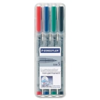 Lumocolor Universal Non-permanent Marker - 0.4 mm (0.02") Extra Fine Marker Point - Refillable - Assorted Ink - Water Based - Polypropylene Barrel - 4 / Set