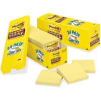 Post-it® Cabinet Pack Super Sticky Notes - 3" Flag/Note Width x 3" Flag/Note Length - Square - Canary Yellow - Self-adhesive - 24 / Pack