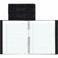 Cahier NotePro Blueline - 200 Feuilles - Reliure spirale - format 8 1/2 po (215,90 mm) x 11 po (279,40 mm) - hauteur de 8,50 po (215,90 mm) x largeur de 11,63 po (295,40 mm) x longueur de 18,88 po (479,55 mm) - Paper Blanc - Cover Noir - Autocollant, Feuille d'index, Microperforé, Sans acide,