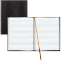 Blueline Hardbound Executive Journal - 150 Sheets - Perfect Bound - Ruled Margin - 11" (279.40 mm) x 8 1/2" (215.90 mm) Sheet Size - White Paper - Black Cover - Hard Cover - Recycled - 1 Each