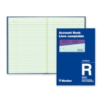 Livre de comptabilité Blueline - 100 Feuilles - Perfect Bind - format 5 43/64 po (14,4 cm) x 8 1/4 po (21 cm) - Sheet(s) Vert - Cover Bleu - Recyclé - 1 chaque