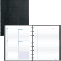 Blueline Blueline NotePro Undated Daily Planner - Daily - 7:00 AM to 8:30 PM - Half-hourly - 1 Day Double Page Layout - 7 7/16" (188.91 mm) x 9 1/2" (241.30 mm) Sheet Size - Twin Wire - Paper - Black Cover - Task List, Address Directory, Phone Directory, Pocket, Label, Acid-free - 1 Each