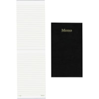 Blueline End Opening Memo Book - 100 Sheets - Perfect Bound - 3 5/8" (91.95 mm) x 6" (152.40 mm) Sheet Size - White Paper - Black Cover - Flexible Cover, Pocket - Recycled - 1 Each