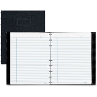 Blueline Notepro Lizard-Look Hard Cover Composition Book - 150 Sheets - Twin Wirebound - Ruled Margin - 9 1/4" (234.95 mm) x 7 1/4" (184.15 mm) Sheet Size - Black Cover - Hard Cover, Self-adhesive, Index Sheet, Micro Perforated, Pocket, Durable Cover - Recycled - 1 Each