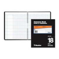 Livre avec colonnes Blueline - 80 Feuilles - Reliure à spirales - format 10 po (25,4 cm) x 12 1/4 po (31,1 cm) - 18 Colonnes par feuille - Sheet(s) Blanc - Cover Noir - Recyclé - 1 chaque