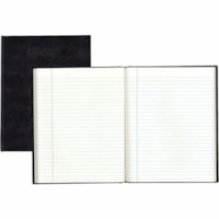 Blueline Hardbound Executive Notebooks - 150 Sheets - Perfect Bound - Ruled Margin - 9 1/4" (234.95 mm) x 7 1/4" (184.15 mm) Sheet Size - White Paper - Black Cover - Hard Cover - Recycled - 1 Each