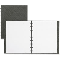 Cahier NotePro Blueline - 192 Feuilles - Reliure parfaite - Margin Bleu - format 9 1/4 po (234,95 mm) x 7 1/4 po (184,15 mm) - Cover Noir Relief - Autocollant, Cartonné, Feuille d'index - Recyclé - 1 chaque