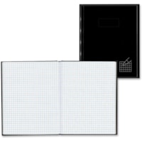 Blueline Notebook - Square A9Q - 96 Sheets - 192 Pages - Quad Ruled Front Ruling - 7 1/4" (184.15 mm) x 9 1/4" (234.95 mm) Sheet Size - 9.50" (241.30 mm) Height x 7.43" (188.72 mm) Width - White Paper - Black Cover - Hard Cover, Index Sheet, Self-adhesive Tab