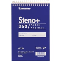 Blueline White Paper Wirebound Steno Pad - 350 Sheets - Wire Bound - Front Ruling Surface - 6" (152.40 mm) x 9" (228.60 mm) Sheet Size - White Paper - Cardboard Cover - Stiff-cover - 1 Each