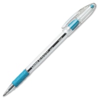 Pentel R.S.V.P. Ballpoint Stick Pens - 0.7 mm (0.03") Fine Pen Point - Refillable - Sky Blue Ink - Clear Barrel - Stainless Steel Tip - 12 / Box