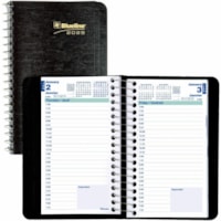 Blueline Pocket Daily Planner 3-1/2"x 6" , Bilingual, Black - Daily - January 2025 - December 2025 - 7:00 AM to 7:30 PM - Half-hourly - 1 Day Single Page Layout - 3 1/2" (88.90 mm) x 6" (152.40 mm) Sheet Size - Spiral Bound - Black - Bilingual, Appointment Schedule, Notes Area, Expense Tracking, Pho