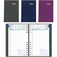 Blueline® CoilPro Daily Planner 8" x 5" Assorted Colours Bilingual - Julian Dates - Daily - 12 Month - January 2025 - December 2025 - 7:00 AM to 7:30 PM - Half-hourly - 1 Day Single Page Layout - 5" (127 mm) x 8" (203.20 mm) Sheet Size - Assorted - Bilingual, Laminated, Hard Cover, Address Direc