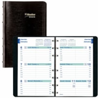 Blueline Essential Weekly Planner Soft Cover 8" x 5" , Bilingual, Black - Weekly - January 2025 - December 2025 - 7:00 AM to 6:00 PM - Hourly - 2 Week Double Page Layout - 5" (127 mm) x 8" (203.20 mm) Sheet Size - Twin Wire - Black - Bilingual, Reference Calendar, Address Directory, Phone Directory,