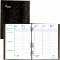 Blueline Timanager Coilpro 13-Month Weekly Planner, 10-14"x 7-5/8" , English - Julian Dates - Weekly - December 2024 - December 2025 - 7:00 AM to 8:30 PM - Half-hourly - 1 Week Double Page Layout - 7 5/8" (193.68 mm) x 10 1/4" (260.35 mm) Sheet Size - Twin Wire - Black Cover - Laminated, Pocket, Har