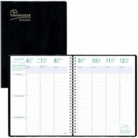 Blueline Timanager 13-Month 7-Day Weekly Planner, 11"x 8-1/2" , English - Julian Dates - Weekly - 13 Month - December 2024 - December 2025 - 7:00 AM to 8:30 PM - Half-hourly - 1 Week Double Page Layout - 8 1/2" (215.90 mm) x 11" (279.40 mm) Sheet Size - Twin Wire - Vinyl - Black Cover - Appointment 