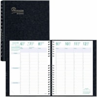 Blueline Timanager Coilpro 13-Month Weekly Planner, 11"x 8-1/2" , English - Weekly - 1 Year - December 2024 - December 2025 - 7:00 AM to 8:30 PM - Half-hourly - 8 1/2" (215.90 mm) x 11" (279.40 mm) Sheet Size - BlackLaminated - 1 Each