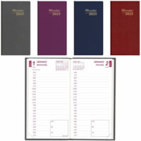 Brownline® Traditional Daily Pocket Diary 6" x 3-1/8" Assorted English - Daily - 12 Month - January 2025 to December 2025 - 7:00 AM to 6:30 PM - Half-hourly - 1 Day Single Page Layout - 3 1/16" (77.79 mm) x 6" (152.40 mm) Sheet Size - Assorted - Flexible, Notepad, Reference Calendar - 1 Each