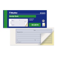 Blueline Receipt Forms Book - 50 Sheet(s) - 2 Part - Carbonless Copy - 6 3/4" (17.1 cm) x 2 3/4" (7 cm) Sheet Size - Blue Cover - 1 Each