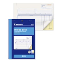 Carnet de factures Blueline - 50 Feuilles - 2 Pièce - Autocopiant - format 8 po (20,3 cm) x 5 3/8 po (13,7 cm) - Cover Bleu - 1 chaque