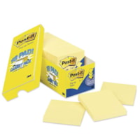 Feuillet adhésif Post-it® - largeur de drapeau/note 3 po (76,20 mm) x longueur de drapeau/note 3 po (76,20 mm) - Carré - Jaune canari - Amovible - 18 / emballage