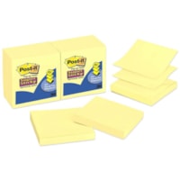 Feuillet adhésif Super Sticky Post-it® - largeur de drapeau/note 3 po (76,20 mm) x longueur de drapeau/note 3 po (76,20 mm) - Carré - Jaune canari - 6 / emballage