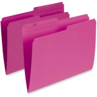 Pendaflex 1/2 Tab Cut Letter Recycled Top Tab File Folder - 8 1/2" (215.90 mm) x 11" (279.40 mm) - Pink - 10% Recycled - 100 / Box