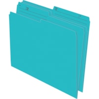 Pendaflex 1/2 Tab Cut Letter Recycled Top Tab File Folder - 8 1/2" (215.90 mm) x 11" (279.40 mm) - Teal - 10% Recycled - 100 / Box