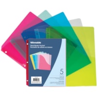 Winnable Slant Binder Pocket - 100 x Sheet Capacity - For Letter 8 1/2" (215.90 mm) x 11" (279.40 mm) Sheet - Ring Binder - Rectangular - Clear, Blue, Red, Green, Yellow - 5 / Pack