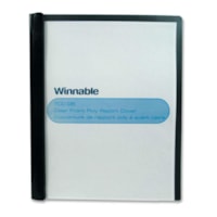 Couverture de rapport format lettre Winnable - 8 1/2 po (215,90 mm) x 11 po (279,40 mm) - 80 Capacité en feuilles - 3 Attache(s) - clair, Noir - 1 chaque