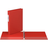 Davis Round Ring Commercial Binder - 1/2" (12.70 mm) Binder Capacity - 8 1/2" (215.90 mm) x 11" (279.40 mm) Sheet Size - Fastener(s): 2 x Round Ring - Pocket(s): 2, Inside Front & Back - Red - Recycled - 1 Each