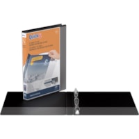 QuickFit QuickFit Round Ring View Binder - 5/8" (15.75 mm) Binder Capacity - Letter - 8 1/2" (215.90 mm) x 11" (279.40 mm) Sheet Size - Fastener(s): Round Ring - Pocket(s): Internal - Black - Recycled - Clear Overlay, Easy Insert Spine - 1 Each