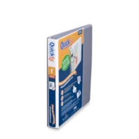 Reliure de présentation QuickFit - 1 po (25,40 mm) Capcité du classeur - format lettre - format8 1/2 po (215,90 mm) x 11 po (279,40 mm) Taille de feuille - Fastener(s) : 3 x Anneau en D - Gris - Recouvrement transparent - 20 / Carton