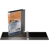 QuickFit QuickFit Round Ring View Binder - 1" (25.40 mm) Binder Capacity - Letter - 8 1/2" (215.90 mm) x 11" (279.40 mm) Sheet Size - Fastener(s): Round Ring - Pocket(s): Internal - Black - Recycled - Easy Insert Spine, Clear Overlay - 1 Each