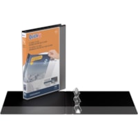 QuickFit QuickFit Angle D-ring View Binder - 5/8" (15.75 mm) Binder Capacity - Letter - 8 1/2" (215.90 mm) x 11" (279.40 mm) Sheet Size - Fastener(s): 3 x D-Ring - Pocket(s): Internal - Black - Recycled - Clear Overlay, Easy Insert Spine - 1 Each