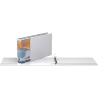 QuickFit QuickFit Angle D-ring Deluxe Ledger Spreadsheet View Binder - 2" (50.80 mm) Binder Capacity - 11" (279.40 mm) x 17" (431.80 mm) Sheet Size - Fastener(s): D-Ring - Pocket(s): Internal - Suede - White - Recycled - Clear Overlay, Locking Ring, Heavy Duty, Easy Insert Spine, Antimicrobial, Dura